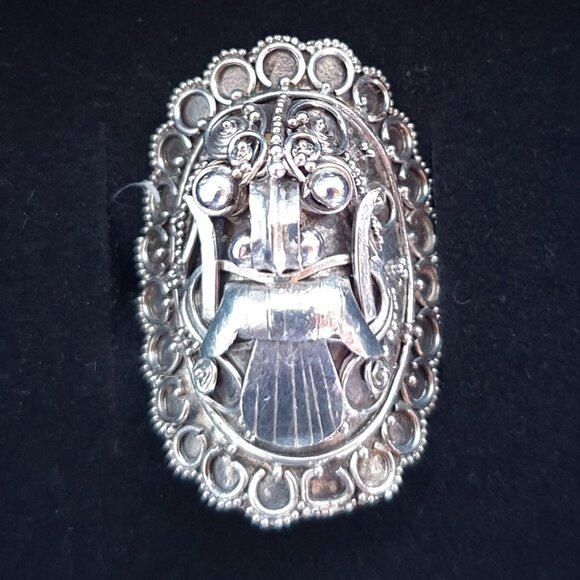 Rare Antique Balinese Demon Queen Rangda Sterling Silver Powerful Ring - Picture 1 of 11